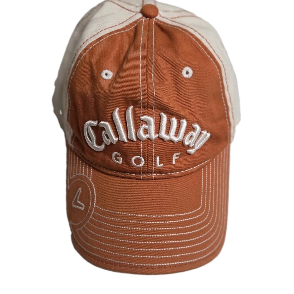 Callaway Golf Hat New Era Rust Burnt Orange Cream Strapback Cap Chevron Contrast